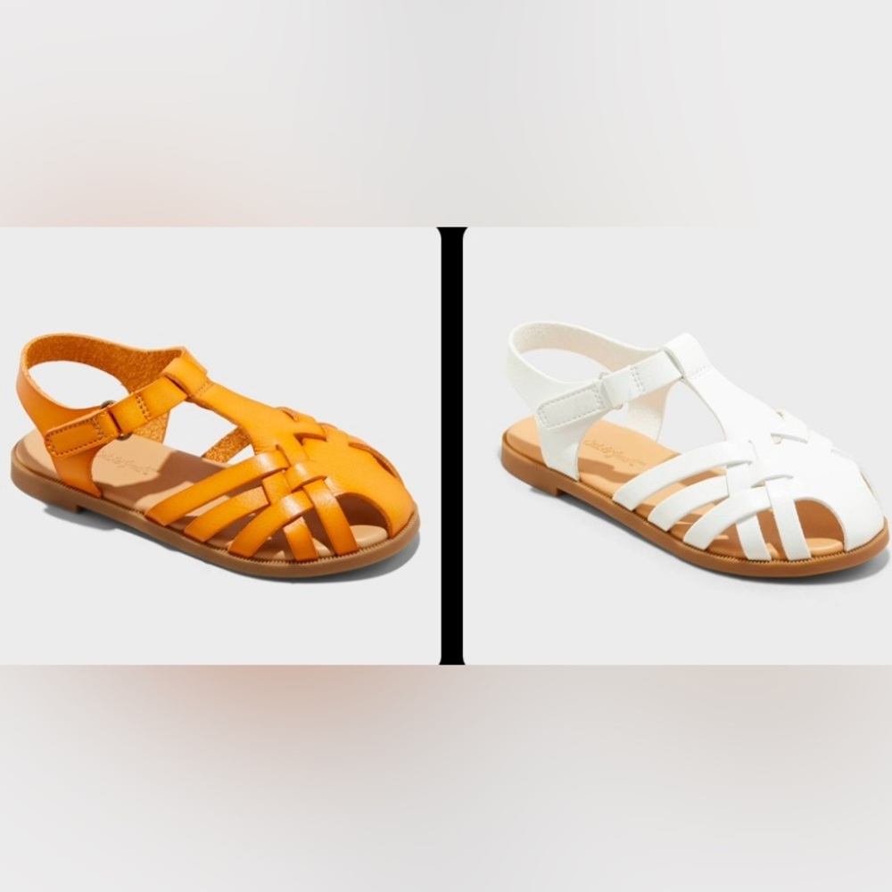 Set of Toddler Ella Sandals - Cat & Jack White Cognac Size 11T